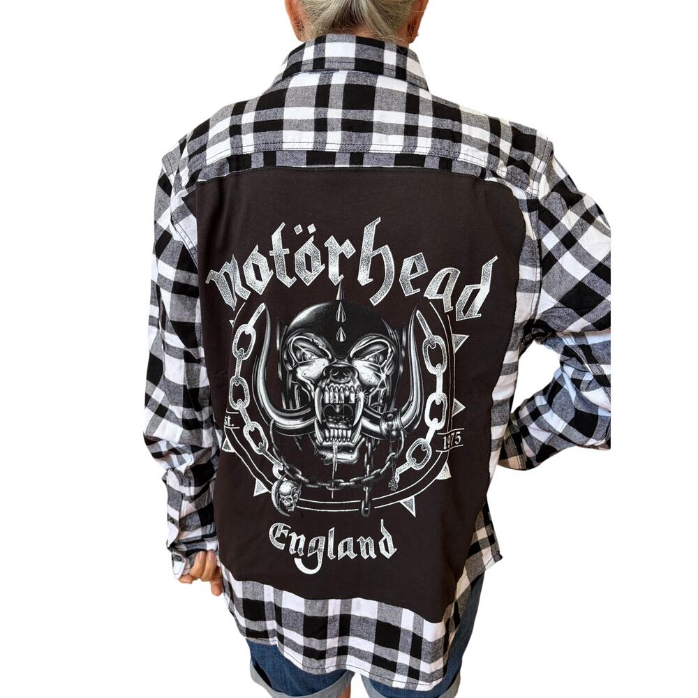 Motorhead Upcycled Flannel Shirt Unisex Large L